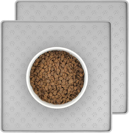 Ptlom Pet Placemat for Dog and Cat, Mat for Prevent Food and Water Overflow, Suitable for Small, Medium and Big Pet, 18" 12", Grey, Silicone21