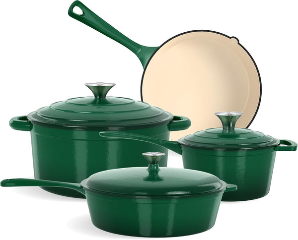 7Pcs Enameled Cast Iron Cookware Sets, Emerd | Non Toxic Pots and Pans Set, Induction Compatible, PFOA & PFAS Free1