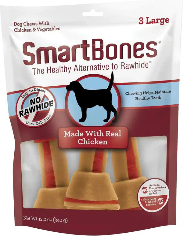 Smartbones Dog Chews, Treat Your Dog to Rawhide-Free Dog Bones, Made with Real Meat and Vegetables, 3 Large13