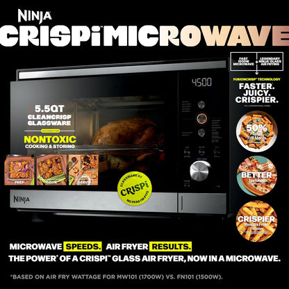Ninja® Crispi™ Microwave & Air Fryer with Fusioncrisp, Silver, MW101 | Replaces a Countertop Microwave and Air Fryer with 14 Functions; Fast 1000W Microwave and Powerful 1700W Ninja® Air Fryer.15