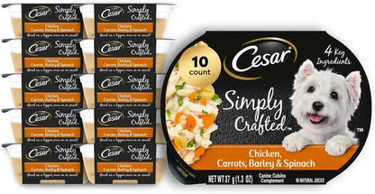 Cesar Simply Crafted Wet Dog Food Toppers, Chicken, 1.3 Oz, 10 Count | Real Chicken #1 Ingredient, No By-Products or Artificial Flavors, Slow-Cooked, Easy to Digest, Single-Serve Tubs13