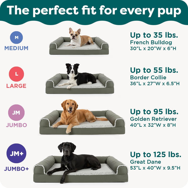 Furhaven Orthopedic Dog Bed for Large Dogs, Sofa-Style with Cool Gel-Top Foam with a Solid Orthopedic Foam Base for Joint Support, Removable Washable Cover, Jumbo XL, Plush & Suede, Gray6