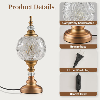 Table Lamps Vintage Desk Lamp Plug in Table Light | Crystal Table Lamp Vintage-Inspired Elegant Design Durable Metal Base, Warm Tone Perfect for Bedroom, Living, Office9