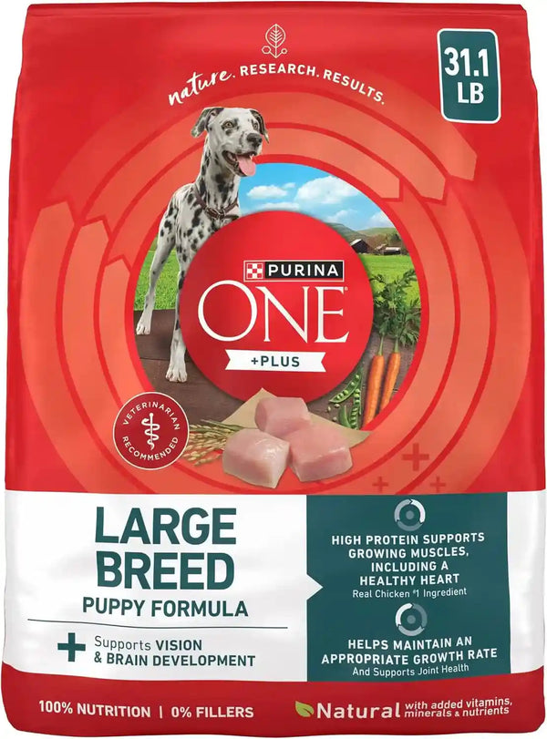 Purina ONE plus Puppy Dry Dog Food for Large Dogs High Protein Growth Support, Real Chicken - 31.1 Lb Bag1