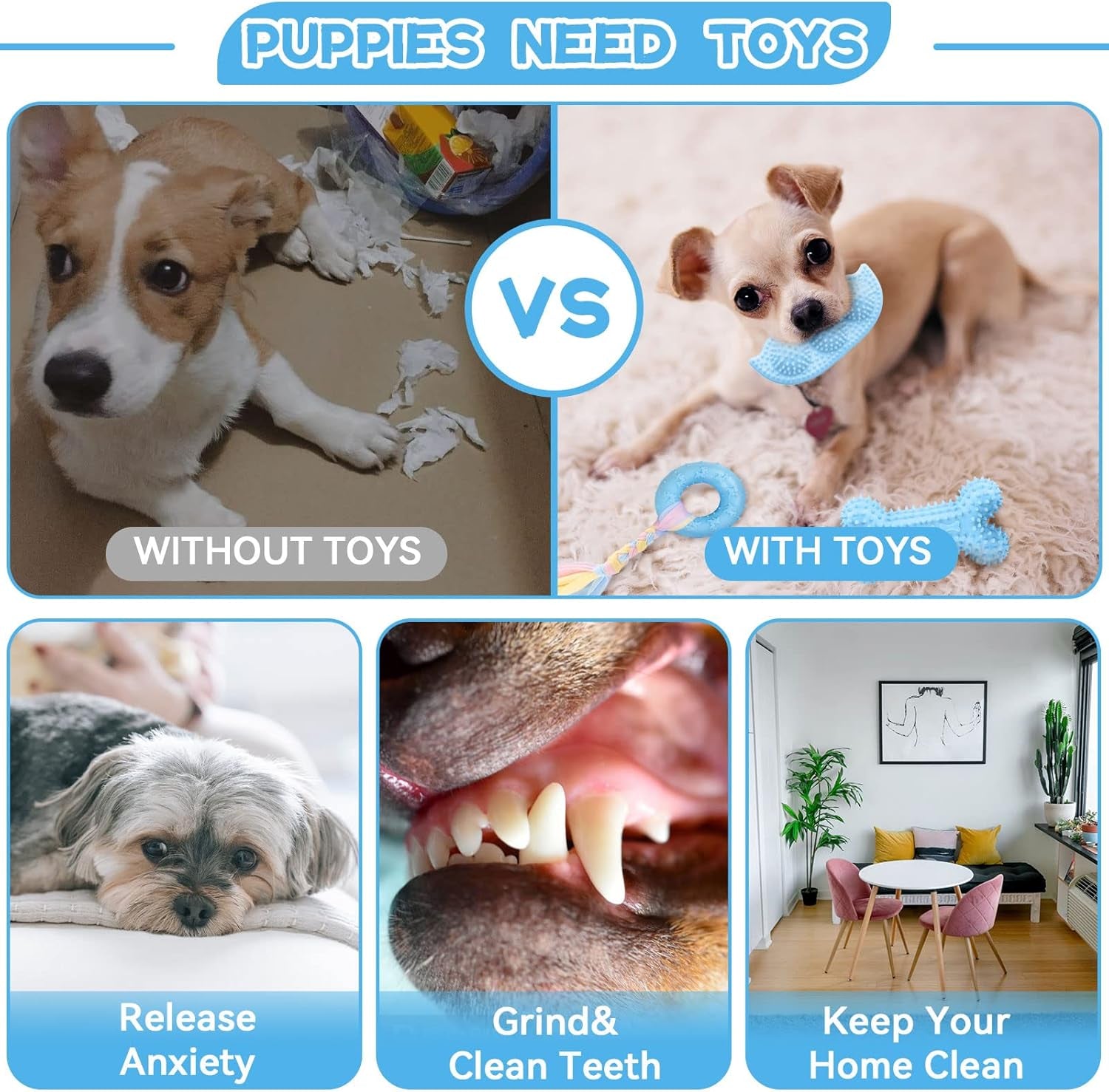 petcare-6-pack-puppy-chew-toys-blue-soft-rubber-rope-bone-ball-teething-toys-for-small-dogs-puppies-including-yorkie