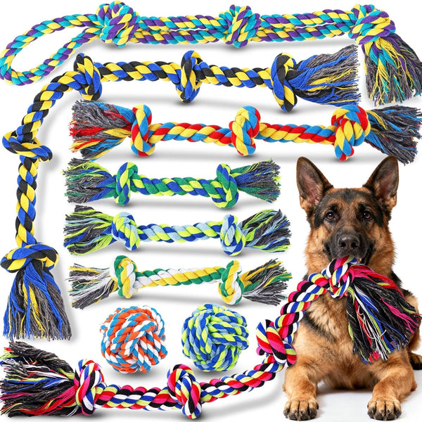 Tough Dog Rope Toys for Aggressive Chewers, Tough Tug of War Dog Toys for Large, Medium & Small Dogs – 5 Pack Including 2 Ropes & 3 Supplies8