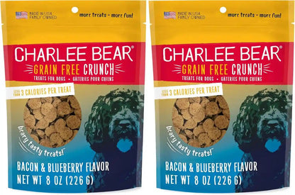 Charlee Bear Crunch Grain Free Dog Treats, Bacon and Blueberry, 8 Ounce Resealable Bag, Low Calorie Training Treats for Dogs, Limited Ingredient, Healthy, Crunchy Dog Snacks, Made in USA16