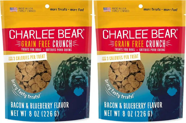 Charlee Bear Crunch Grain Free Dog Treats, Bacon and Blueberry, 8 Ounce Resealable Bag, Low Calorie Training Treats for Dogs, Limited Ingredient, Healthy, Crunchy Dog Snacks, Made in USA16