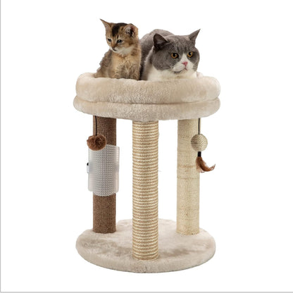 MECOOL 4In1 Small Cat Tree,Scratching Post with Tower Soft Bed, Sisal Carpet Jute Posts with Three Hanging Ball Toys and Massage Brush for Indoor Cats and Kittens9