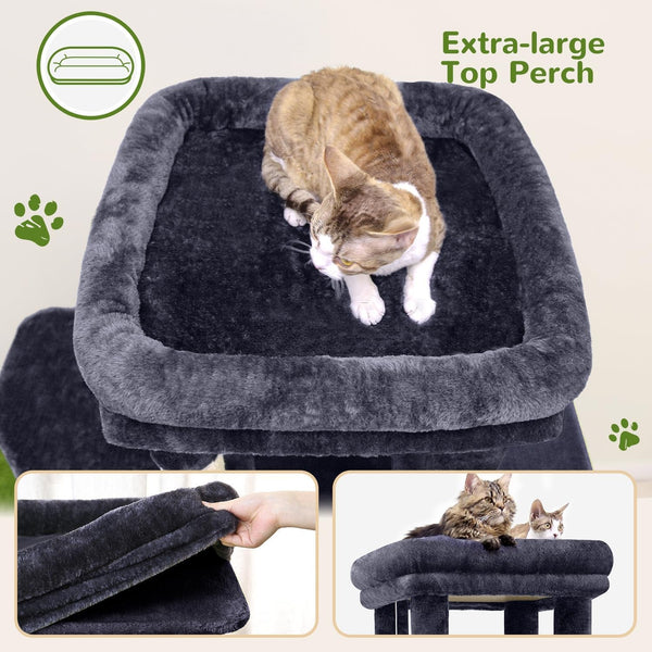 Globlazer Cat Tower for Indoor Cats, Heavy Duty Cat Trees for Large Adult Big Cats Maine Coon Cat Tree Tower with Scratching Post, Extra Large Top Perch, Cat Condos, F61, Dark Grey, 61Inch2