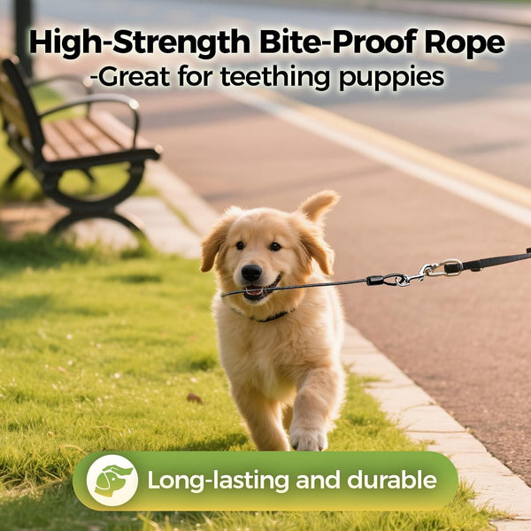 Chew Proof Dog Leash, 2 Pack Metal Cable Lead Collar Extender Non-Tangle Connect Dog Leash for Teething Puppies Small Medium and Large Dogs for Collars and Harnesses (5Mm, M)5