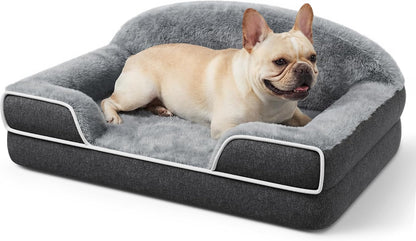 Orthopedic Dog Bed for Extra Large Dogs, 45"X30" XL Dog Couch Bed | Egg Crate Foam for Pressure Relief, Cozy Bolster Sofa Design, Waterproof Removable Washable Cover, Non Slip Bottom Light Grey12