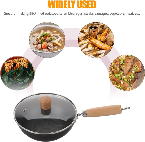Mini Iron Pot Lid Nonstick Skillet for Cooking Stir Fry Pan Chinese Wok Kitchenware for Stove8