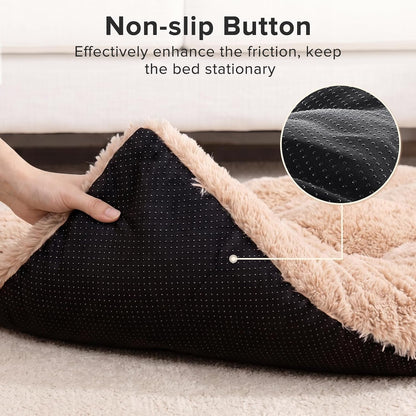 JOEJOY Large Dog Bed Crate Pad, Deluxe Plush Washable Dog Beds Fulffy Soft Kennel Pad Anti-Slip Pet Sleeping Mat for Extra Large Medium Small Dogs, 40" X 27", Beige3