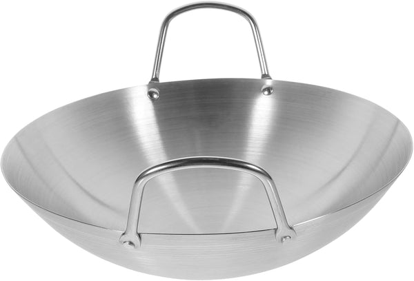 Stainless Steel Wok round Bottom Pot Non-Stick Pan for Chinese Stir Fry Double Handles Kitchen Gadget1