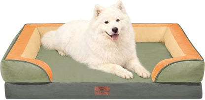 Comfort Expression Orthopedic Dog Bed for Extra Large Dogs with Bolster | Waterproof Dog Couch Bed with Washable Cover & Non-Slip Bottom, Supportive Egg Crate Foam XL Pet Bed, 42X30 Inch83