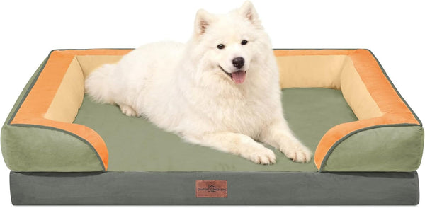 Comfort Expression Orthopedic Dog Bed for Extra Large Dogs with Bolster | Waterproof Dog Couch Bed with Washable Cover & Non-Slip Bottom, Supportive Egg Crate Foam XL Pet Bed, 42X30 Inch83