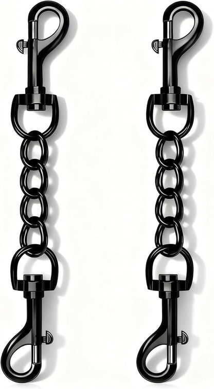 2 PCS Dog Collar Metal Safety Clip, Harness Collar Leash Chain Connector, Heavy Duty Double End Spring Backup Buckle Clasp, Escape-Proof Safety Accessory (Small, Black)1