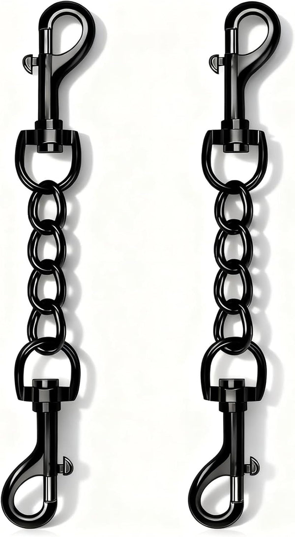 2 PCS Dog Collar Metal Safety Clip, Harness Collar Leash Chain Connector, Heavy Duty Double End Spring Backup Buckle Clasp, Escape-Proof Safety Accessory (Small, Black)1