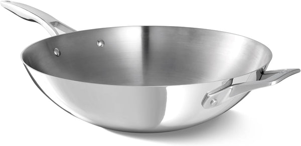 Calphalon Premier Polished 5-Ply Stainless Steel Cookware W/Turbo Heat Tech 13" Wok, Induction, Oven Safe 500F, PFOA Free, Polished Stainless Silver1
