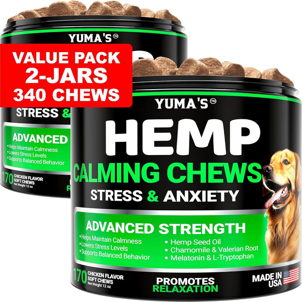 Hemp Calming Chews for Dogs - Advanced Dog Calming Chews - 170 Chews - Anxiety Relief Treats - Separation Aid, Barking, Stress Relief, Thunderstorms - Melatonin - Hemp Oil - Made in USA7