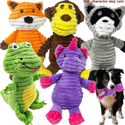 Jalousie Plush Toys Assortment Value Bundle Puppy Pet Mutt Squeak Toy for Medium Large Dogs (5 Pack Corduroy)9
