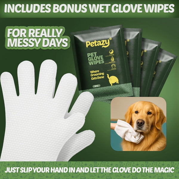 Petazy Pet Wipes for Dogs and Cats – 400 Count (8X8In) Hypoallergenic, Deodorizing Dog Wipes for Paws, Ears and Butt | XL with Aloe & Coconut Oil, Lavender Scented | Includes 4 Grooming Glove Wipes4