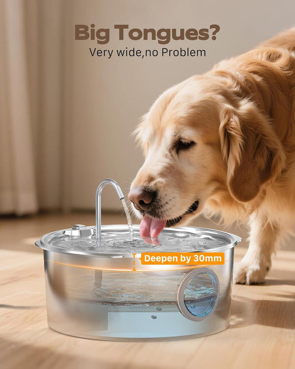 Pet Water Fountain for Large Dogs: Metal Dog Water Fountain - Silent Big Cat Fountains for Drinking - 3.2G/406Oz/12L Water Fountain Dog Bowl inside - GROOKPET Fountains with 6 Filters + 3 Sponges4