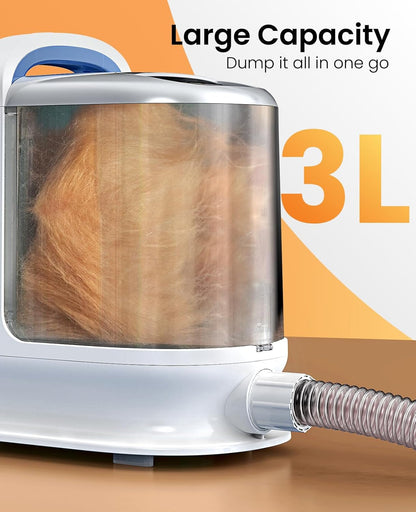 Oneisall Dog Grooming Vacuum Kits with Clipper | Exatra Large 3L Dust Cup,13Kpa 3 Suction,Clipper,Nail Grinder & Shedding Brush 7 in 1 Grooming Kits,Low Noise,Bm33
