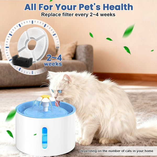 12 Pack Cat Water Fountain Filter, 8 Pcs Cat Fountain Filters Replacement Dia Is 5" & 4 Pcs Pre-Filter Sponges for 81Oz / 2.4L round Automatic Pet Water Fountain Dog Dispenser, 3-Filtration System6