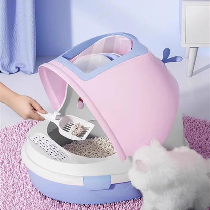 Pet Supplies, Covered Cat Litter Box with Scoop,Top Entry Anti-Splash Design For(Gray)3
