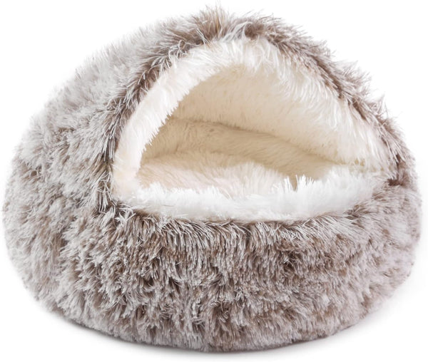 NOYAL round Hooded Donut Dog Bed for Small & Medium Pets - Plush Fluffy Anti-Anxiety Cat Cave Bed with Cover25