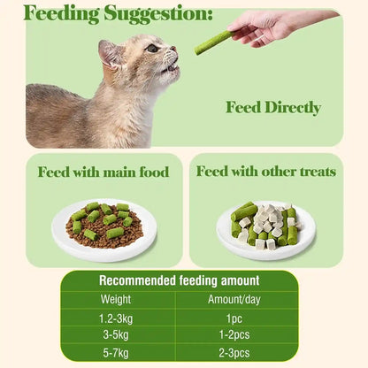 30G Cat Grass Sticks, Freeze Dried Cats Grass Teething Stick, Edible Cat Chew Toy for Teeth Cleaning Dental Health and Hairball Removal7