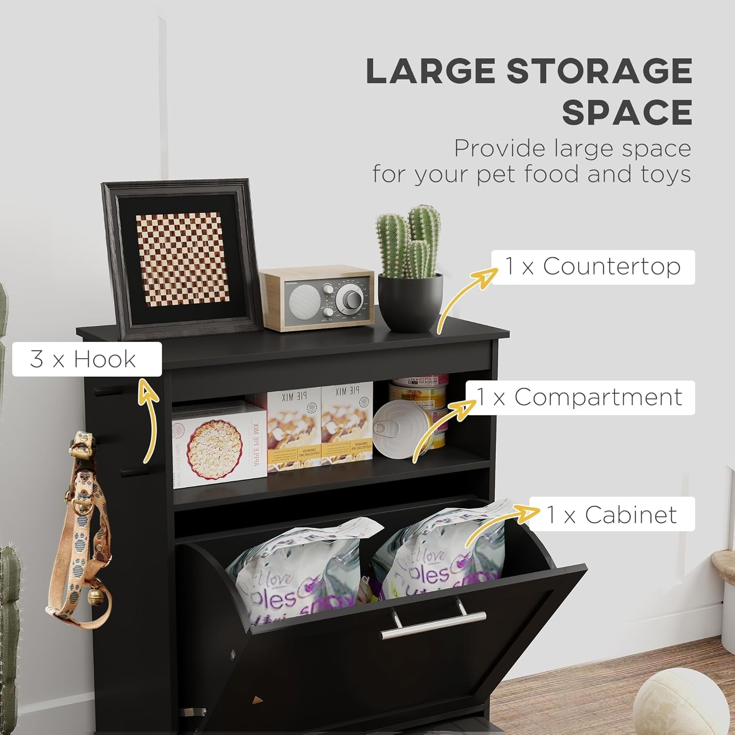 pawhut-dog-feeding-station-with-raised-bowls-pet-feeder-station-black-dog-food-storage-cabinet-hanger-for-feeding-watering-supplies