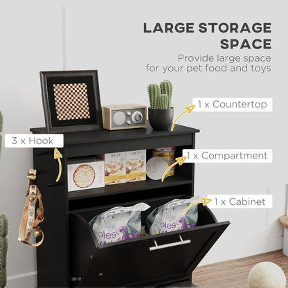 Pawhut Dog Feeding Station with Raised Bowls, Pet Feeder Station, Black | Dog Food Storage Cabinet, Hanger for Feeding & Watering Supplies4