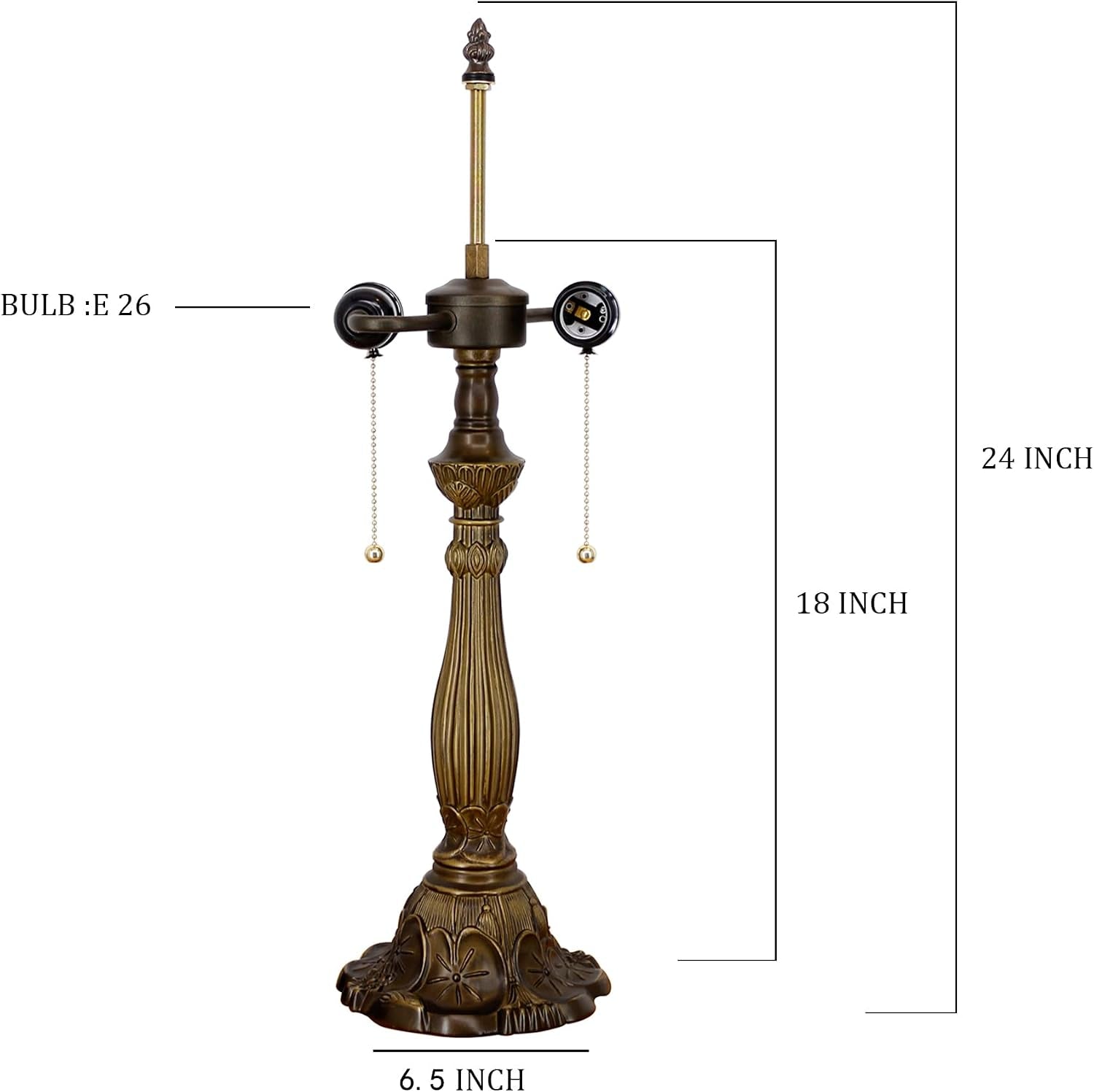 table-lamp-base-replacement-only-cw-6-5-h-24-inch-fit-for-12-14-16-18-inch-tiffany-style-stained-glass-lampshade-dark-bronze-finish-resin-pull-chain-switch