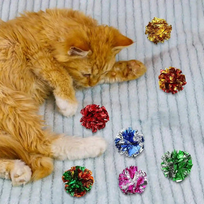 Silkfly 30 Pcs Polyester Film Crinkle Balls Cat Toys 2.36" Interactive Crinkle Ball, Colorful Balls Chew Toy for Cat Chase Ball Toys Attract Cats for Indoor Cats and Kittens to Keep Fit and Active8