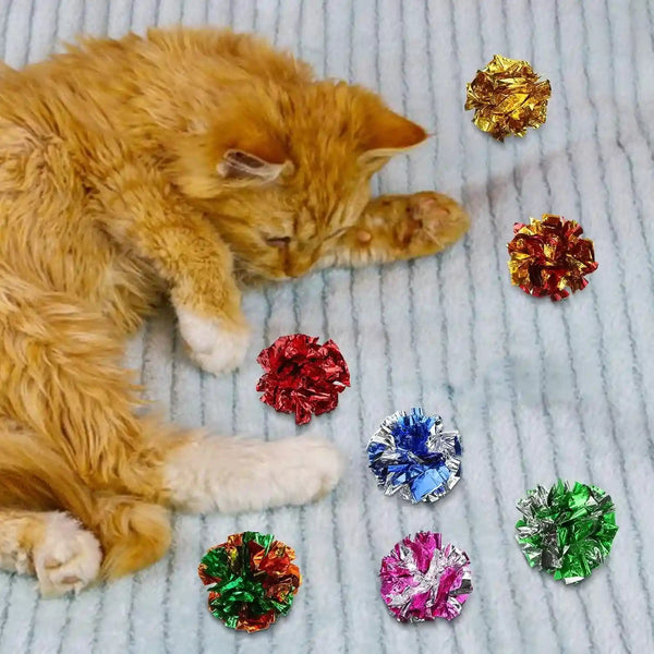 Silkfly 30 Pcs Polyester Film Crinkle Balls Cat Toys 2.36" Interactive Crinkle Ball, Colorful Balls Chew Toy for Cat Chase Ball Toys Attract Cats for Indoor Cats and Kittens to Keep Fit and Active8