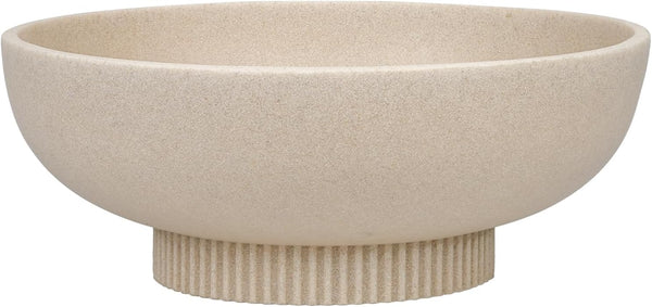 Large Resin Pedestal Decorative Bowl - Modern Handicraft Bowls for Home Decor - Fruit Bowl for Kitchen Counter - Key Bowl for Entryway Table,Artificial Stone Beige1
