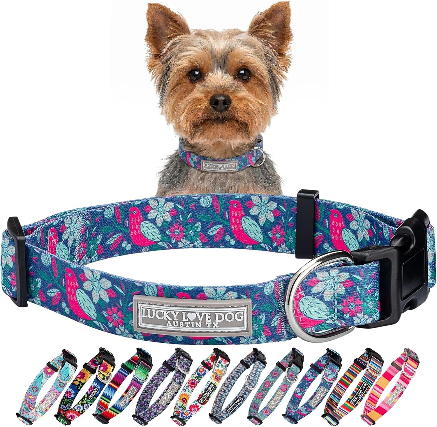 lucky-love-dog-easy-click-buckle-dog-collar-with-leash-set-combo-durable-comfortable-for-male-female-dogs-pet-collar-for-medium-dogs-secure-fit-blackbird-combo-medium