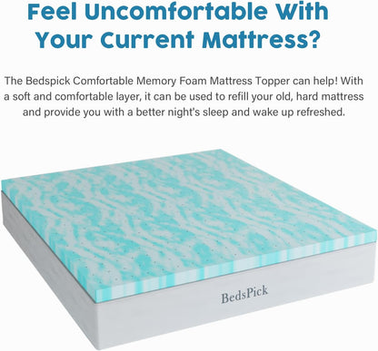 Memory Foam Mattress Topper Twin XL 3 Inch Gel Infused Soft Single XL Foam Mattress Pad College Dorm Extra Long XL Twin Bed Topper2
