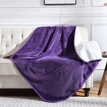 Waterproof Blanket for Bed Couch Sofa, Soft Liquid Pee Proof Pet Blanket for Dog Puppy Cat, Reversible Sherpa Fleece Furniture Protector (Dark Purple, 50X60 Inches)1