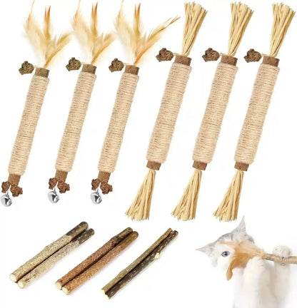 Tocirelo Silvervine Sticks Cat Toys - 6Pack Natural Cat Chew Toy Teeth Cleaning, Matatabi Dental Care Kitten Treat, Catnip Cat Teething Toys, Catmint Silver Vine Sticks for Bored Indoor Kitty8