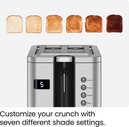 2-Slice Digital Toaster, Pop-Up, Stainless Steel, Extra-Wide Slots for Bagels, Defrost, Reheat, Cancel Functions, Removable Crumb Tray3