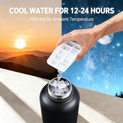 Cibaabo Insulated Dog Water Bottle 32Oz Keep Water Cool with 2 Bowls | Travel Feeding & Hydration | Stainless Steel Double Wall Thermos | Portable Pet Dispenser | for Dog & Owner | Hiking Beach3