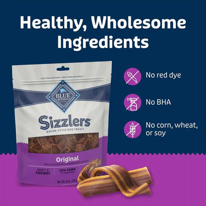 Blue Buffalo Sizzlers Natural Soft Dog Treats, Bacon-Style Soft-Moist Dog Treats with Real USA Pork, Original Flavor, 6-Oz Bag7
