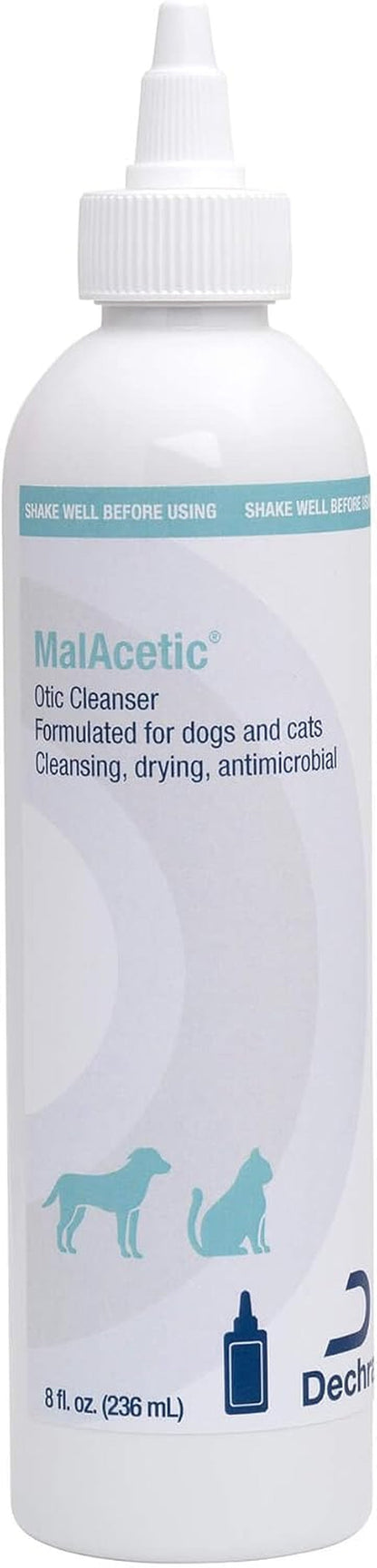 Malacetic Otic Cleanser for Dogs and Cats, 8 Fl Oz | Cleansing, Drying; 2% Boric Acid; 2% Acetic Acid; Packaging May Vary1