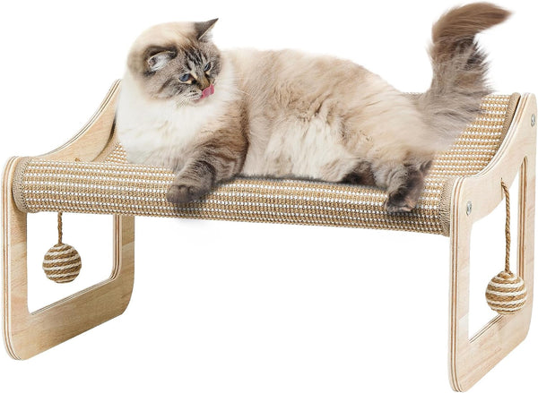 Sisal Cat Scratcher Bed with Adjustable 4-Position for Cats Scratcher Lounge, 2 in 1 Cat Sisal Chair for Indoor Cats Hammock for Scratching Pad, Natural Lounger Chair9