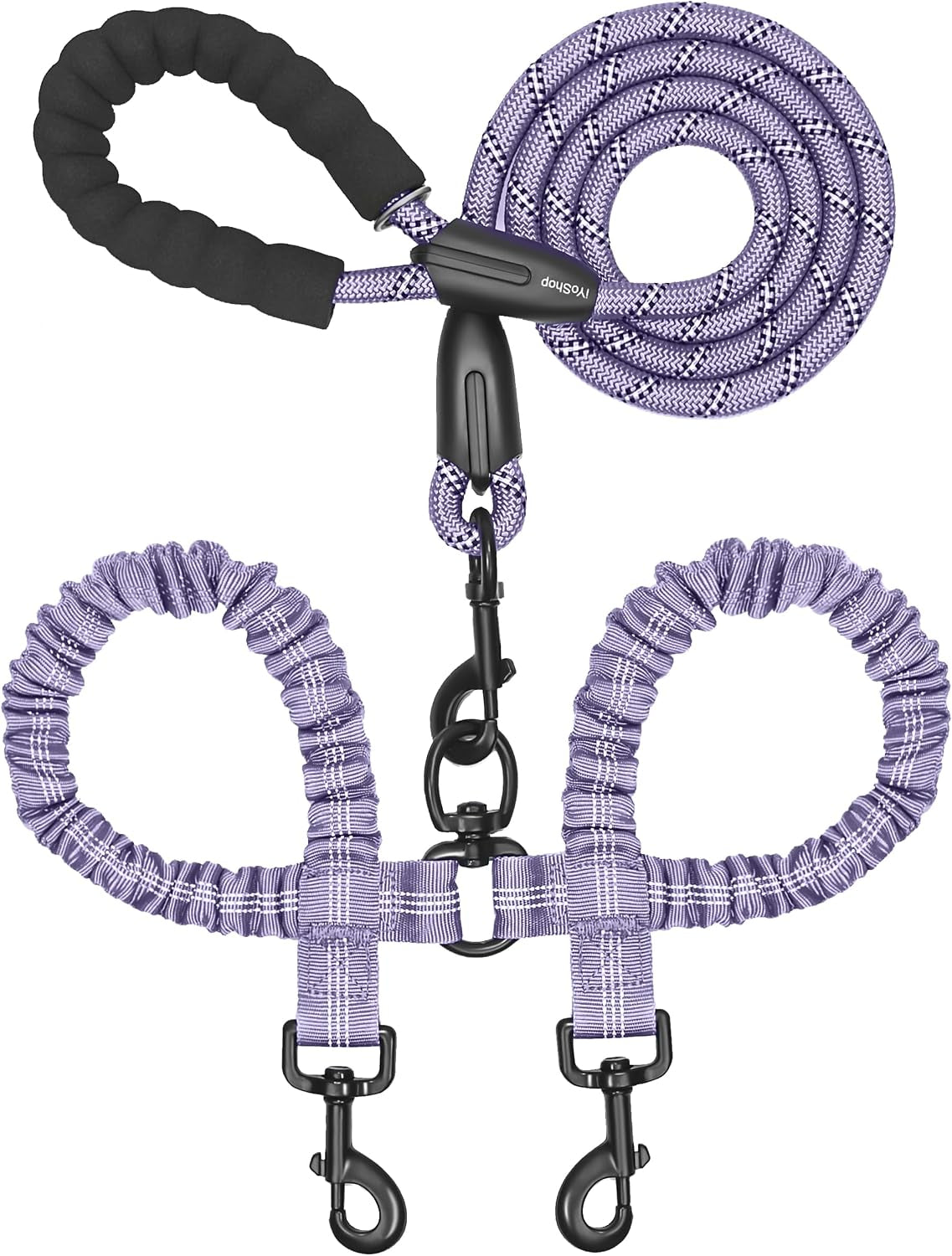 iyoshop-dual-dog-leash-360-swivel-no-tangle-walking-leash-with-shock-absorbing-bungee-for-two-dogs-large-25-150-lbs-black
