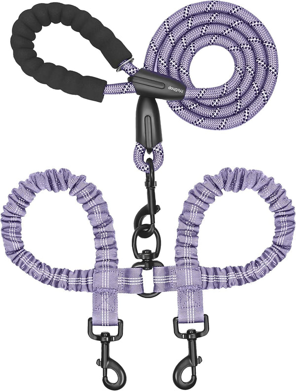 Iyoshop Dual Dog Leash - 360° Swivel, No Tangle Walking Leash with Shock Absorbing Bungee for Two Dogs (Large, 25-150 Lbs, Black)14